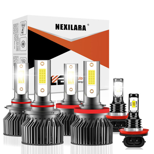 NEXILARA HB3/9005 High Beam & H8/H9/H11 Low Beam & Fog Light Bulbs Combo, 600% Brightness, 6500K, Jeep Grand Cherokee
